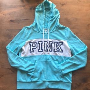 VS PINK TEAL BLUE AND WHITE ZIP UP